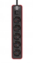Удлинитель Brennenstuhl ECOLOR (красный-чёрный, 1.5 м, 5 розеток, 1153250070)