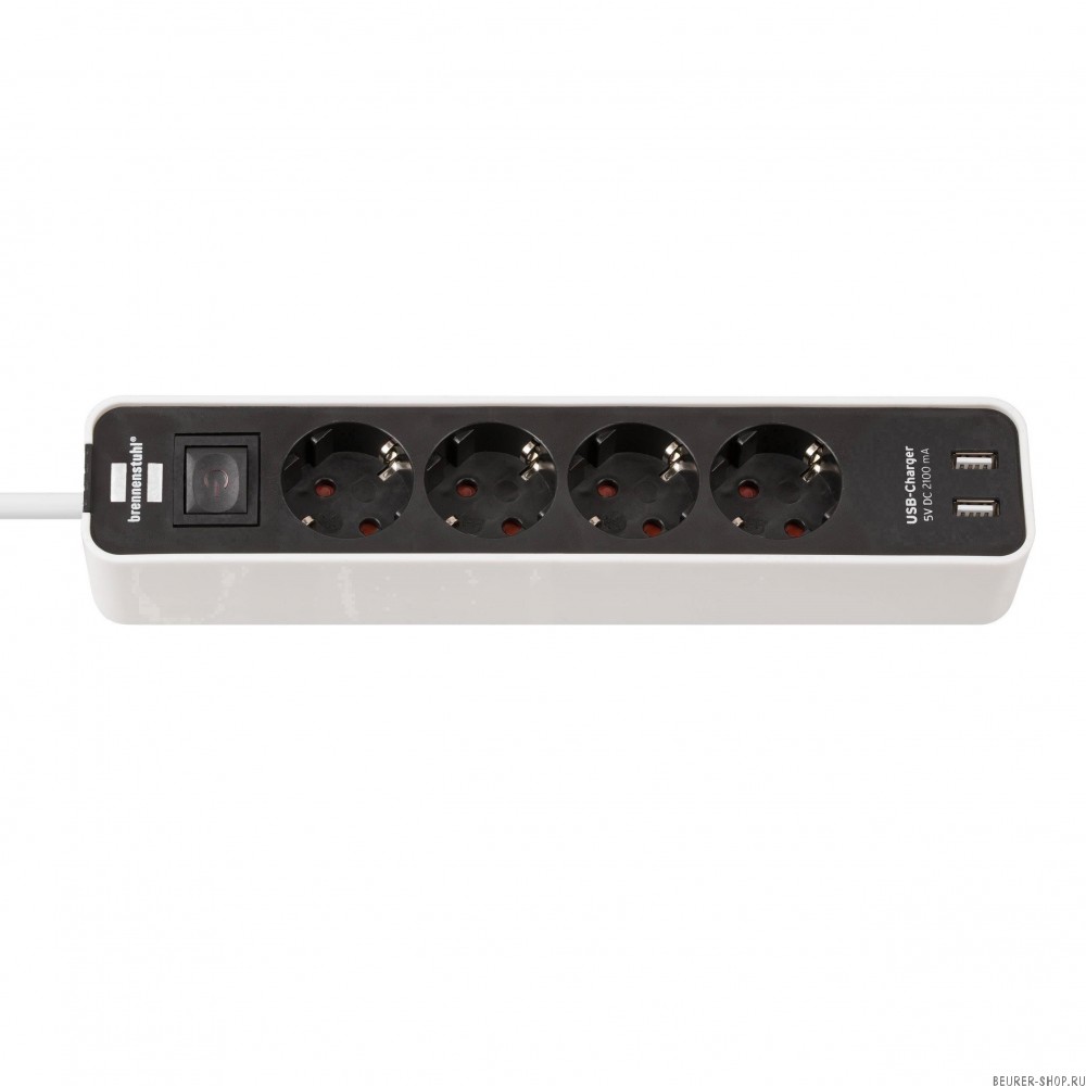 Удлинитель Brennenstuhl ECOLOR (черный-белый, 4 розетки, 2 USB, 1.5 м, 1153240026)