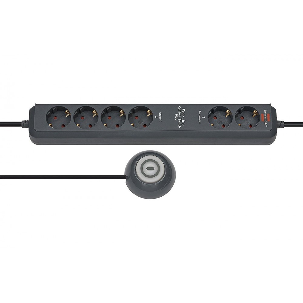Удлинитель Brennenstuhl Eco-Line Comfort Switch Plus (1.5 м, 6 розеток, черный, 1159560516)