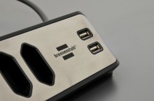 Удлинитель Brennenstuhl Extension Socket угловой (2м, 4  роз, 2 USB 3.1А, серебристо-черный, 1153590410)