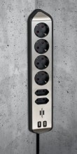 Удлинитель Brennenstuhl estilo corner extension угловой (2м, 6 роз, 2 USB 3.1А, серебристо-черный, 1153590610)