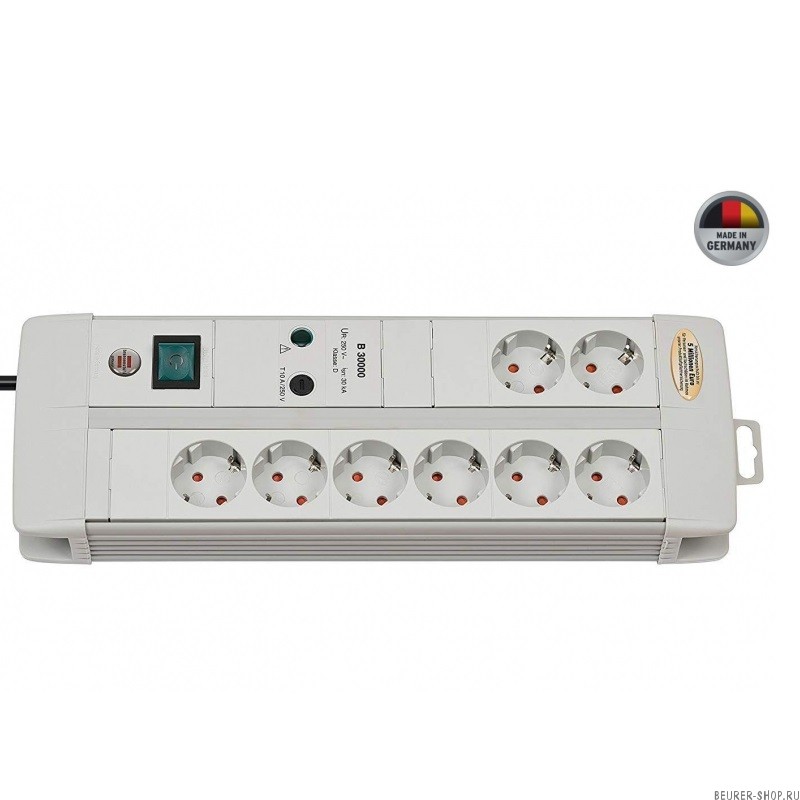 Сетевой фильтр Brennenstuhl Premium-Line (30.000A, 3 м, 8 розеток, светло-серый, 1256550378)