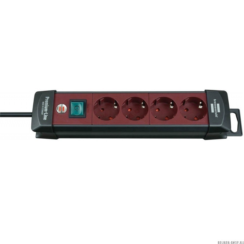 Удлинитель Brennenstuhl Premium-Line (1,8 м, 4 розетки, выключатель, черный-бордовый, 1951740100)